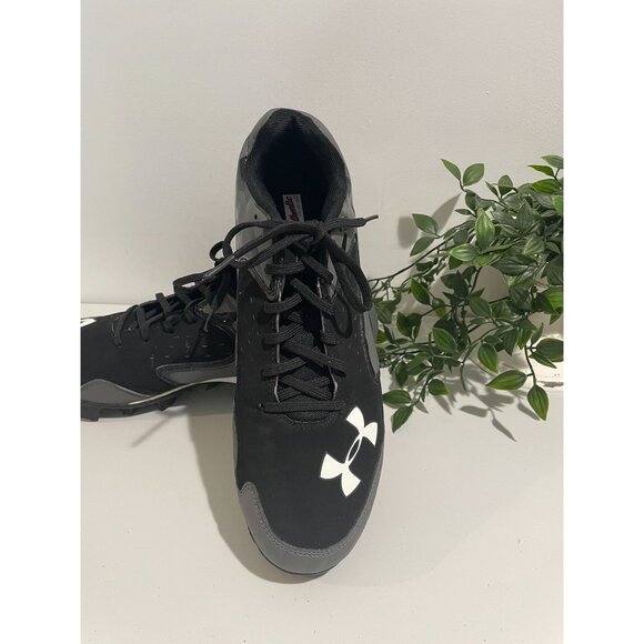 Under Armour Mens Black & Gray Cleats Size 9 - Picture 15 of 16
